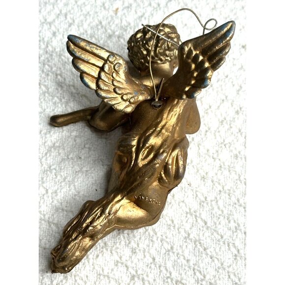 Gold Cherub Plastic Tree Ornaments Hanging Set Musical Instrument Christmas VTG - Picture 6 of 7